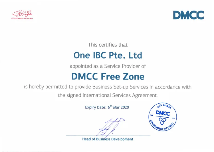 One IBC was granted as a Service Provider of DMCC Free Zone
