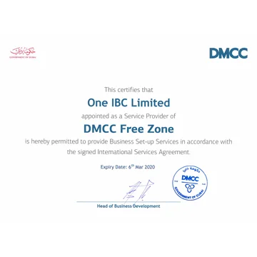 One IBC was granted as a Service Provider  of DMCC Free Zone