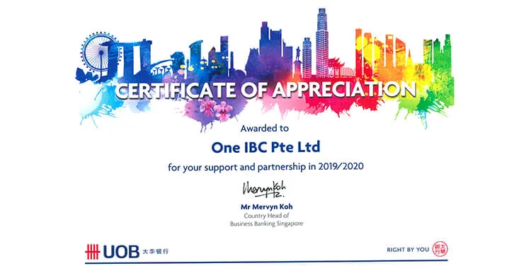 One IBC is honored for being a valued partner with United Overseas Bank (UOB)