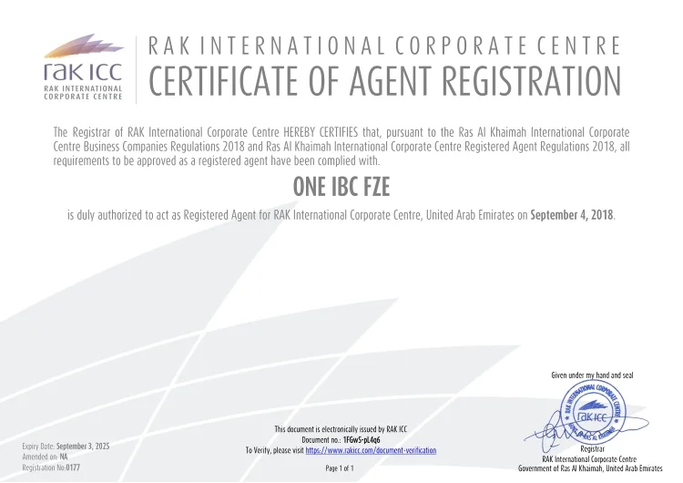 Certificate of Registered Agent from September 4, 2024 to September 3, 2025